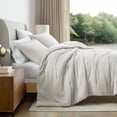 thumbnail image 1 of Noble Linens 3 Piece Cloud Gauze Textured All Season Down-Alternative Comforter Set, Dune, Twin/TwinXL, 1 of 15