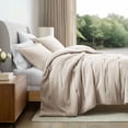 thumbnail image 1 of Noble Linens 3 Piece Cloud Gauze Textured All Season Down-Alternative Comforter Set, Tan, Twin/TwinXL, 1 of 15