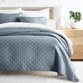 thumbnail image 1 of Noble Linens 3-Piece Dusk Blue Diamond Quilt Set, King / CalKing, 1 of 8