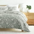 thumbnail image 1 of Noble Linens 3-Piece Eucalyptus Textured Floral Reversible Quilt Set, King, 1 of 8