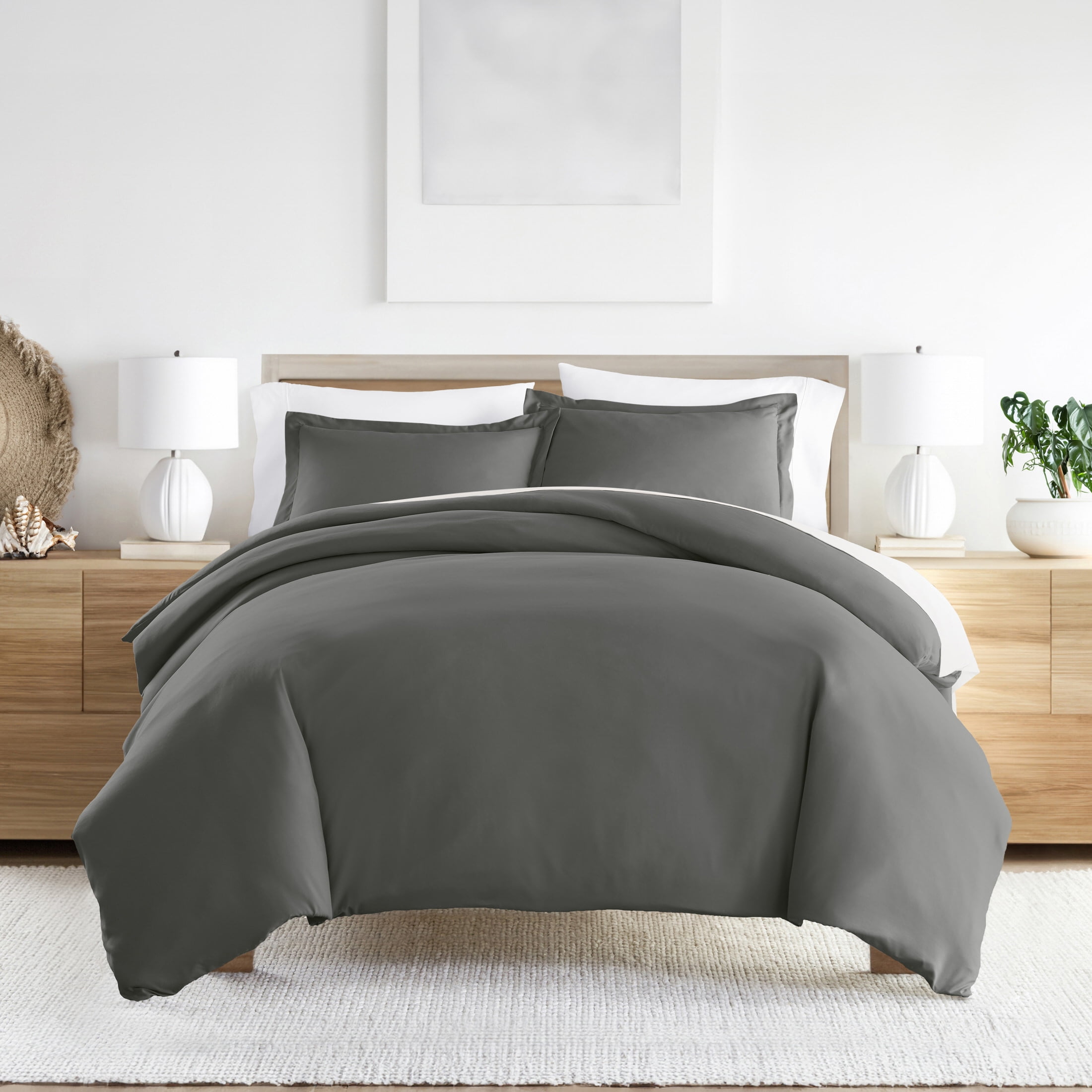 Noble Linens 3-Piece Gray Duvet Cover Set, King/ Cal King