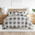 thumbnail image 1 of Noble Linens 3-Piece Gray Gingham Print Comforter Set, Full/Queen, 1 of 13