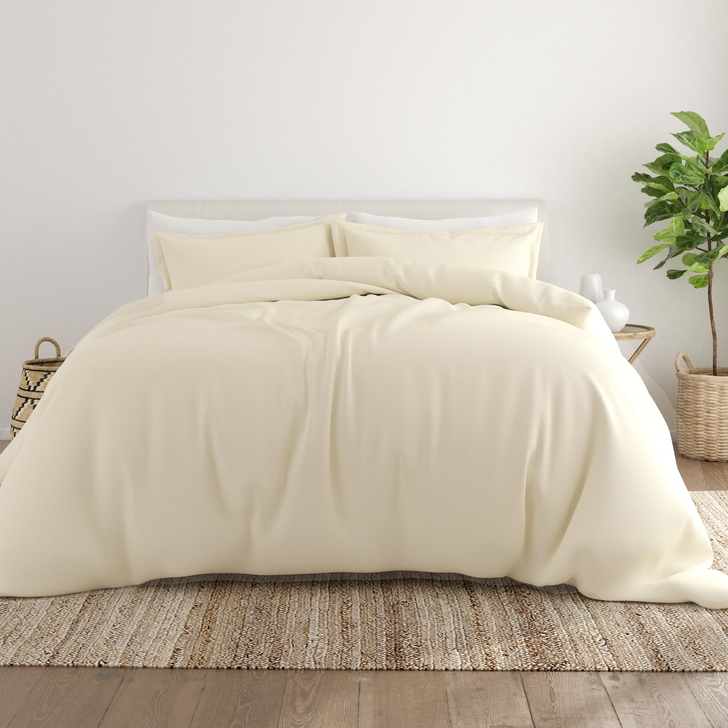 Noble Linens 3 Piece Ivory Duvet Cover Set Full Queen Walmart