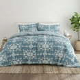 thumbnail image 1 of Noble Linens 3-Piece Light Blue Daisy Medallion Reversible Print Comforter Set, King/CalKing, 1 of 9