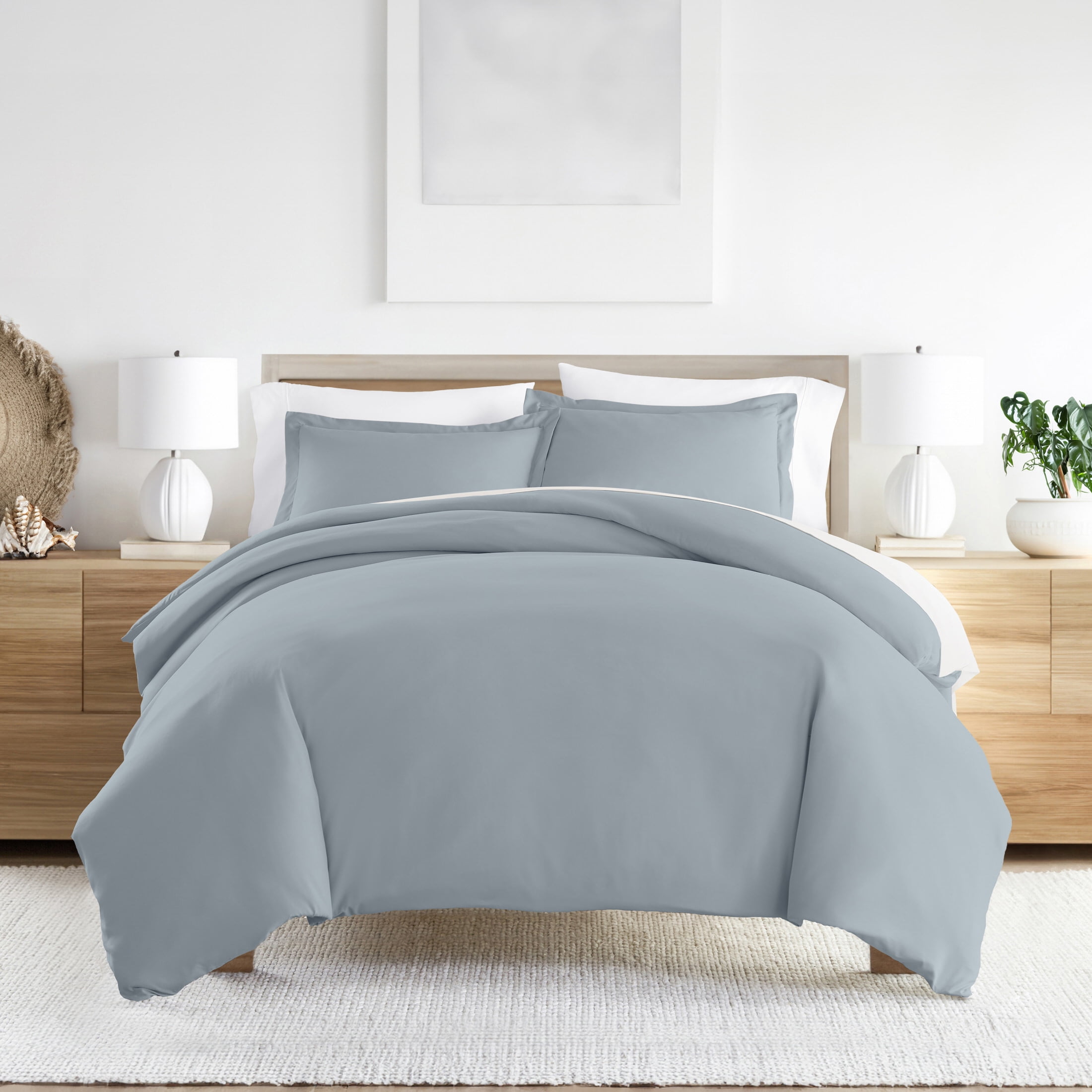 Noble Linens 3-Piece Light Blue Duvet Cover Set, Full/Queen