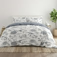 thumbnail image 1 of Noble Linens 3-Piece Light Blue Molly Botanicals Reversible Print Comforter Set, King/CalKing, 1 of 10