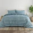 thumbnail image 1 of Noble Linens 3-Piece Light Blue Soft Stripe Reversible Print Comforter Set, Full/Queen, 1 of 9