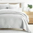 thumbnail image 1 of Noble Linens 3-Piece Light Gray Diamond Quilt Set, Full/Queen, 1 of 9