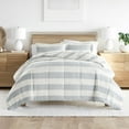 thumbnail image 1 of Noble Linens 3-Piece Light Gray Distressed Stripe Reversible Print Comforter Set,Full/Queen, 1 of 13