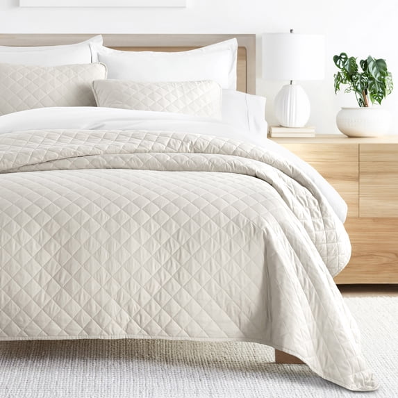 Noble Linens 3-Piece Natural Diamond Quilt Set, Twin / Twin XL
