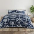 thumbnail image 1 of Noble Linens 3-Piece Navy Daisy Medallion Reversible Print Comforter Set, King/CalKing, 1 of 9