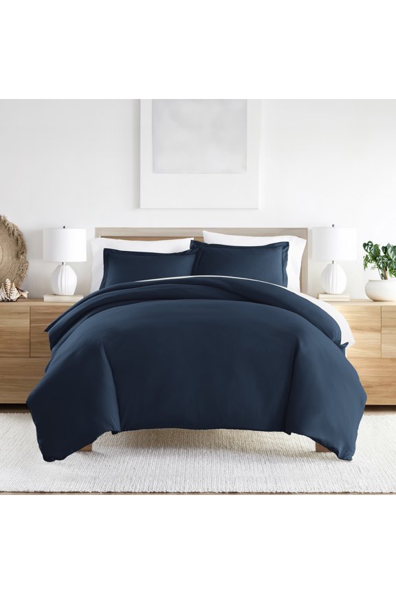 3-Piece Navy Duvet Cover Set, Full/Queen