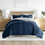 Noble Linens Soft 2-Piece Navy & Gray Reversible All Season Lightweight Down Alternative Comforter Set, Twin/Twin XL