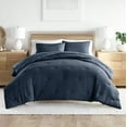 thumbnail image 1 of Noble Linens 3 Piece Navy Waffle Textured All Season Down-Alternative Comforter Set, King/Cal King, 1 of 7