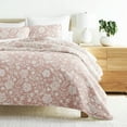 thumbnail image 1 of Noble Linens 3-Piece Rose Textured Floral Reversible Quilt Set, Queen, 1 of 8
