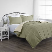 Noble Linens Soft 2-Piece Sage & Ivory Reversible All Season Lightweight Down Alternative Comforter Set, Twin/Twin XL