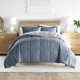 thumbnail image 1 of Noble Linens Soft 3-Piece Stone & Light Gray Reversible All Season Lightweight Down Alternative Comforter Set, Full/Queen, 1 of 12