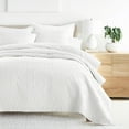 thumbnail image 1 of Noble Linens 3 Piece White Floral Stitch Quilt Set, King / CalKing, 1 of 7
