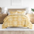thumbnail image 1 of Noble Linens 3-Piece Yellow Daisy Medallion Reversible Print Comforter Set, King/CalKing, 1 of 13