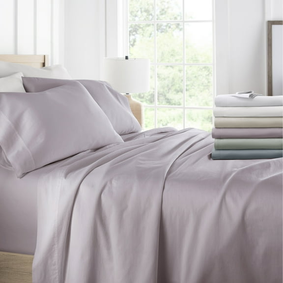 Noble Linens 300 Thread Count 4 Piece Cotton Sheet Set in Mauve, Queen