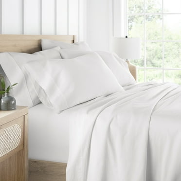 Noble Linens 300 Thread Count 4 Piece Cotton Sheet Set in White, Queen