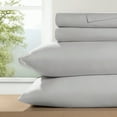 thumbnail image 1 of Noble Linens 4 Piece 100% Cotton Percale Sheet Set in Light Gray, King, 1 of 13