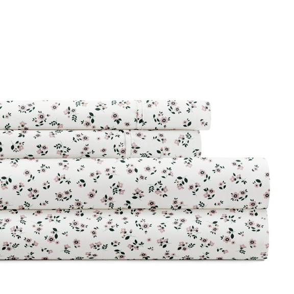 Noble Linens 4 Piece Pattern Microfiber Bed Sheets Set, Delicate Blossoms Mauve, Full