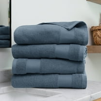 Noble Linens 4 Piece Farmhouse Cotton Bath Towel Set, Light Blue