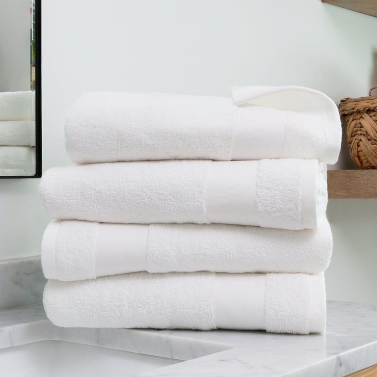 Noble Linens 4 Piece Farmhouse Cotton Bath Towel Set White Walmart