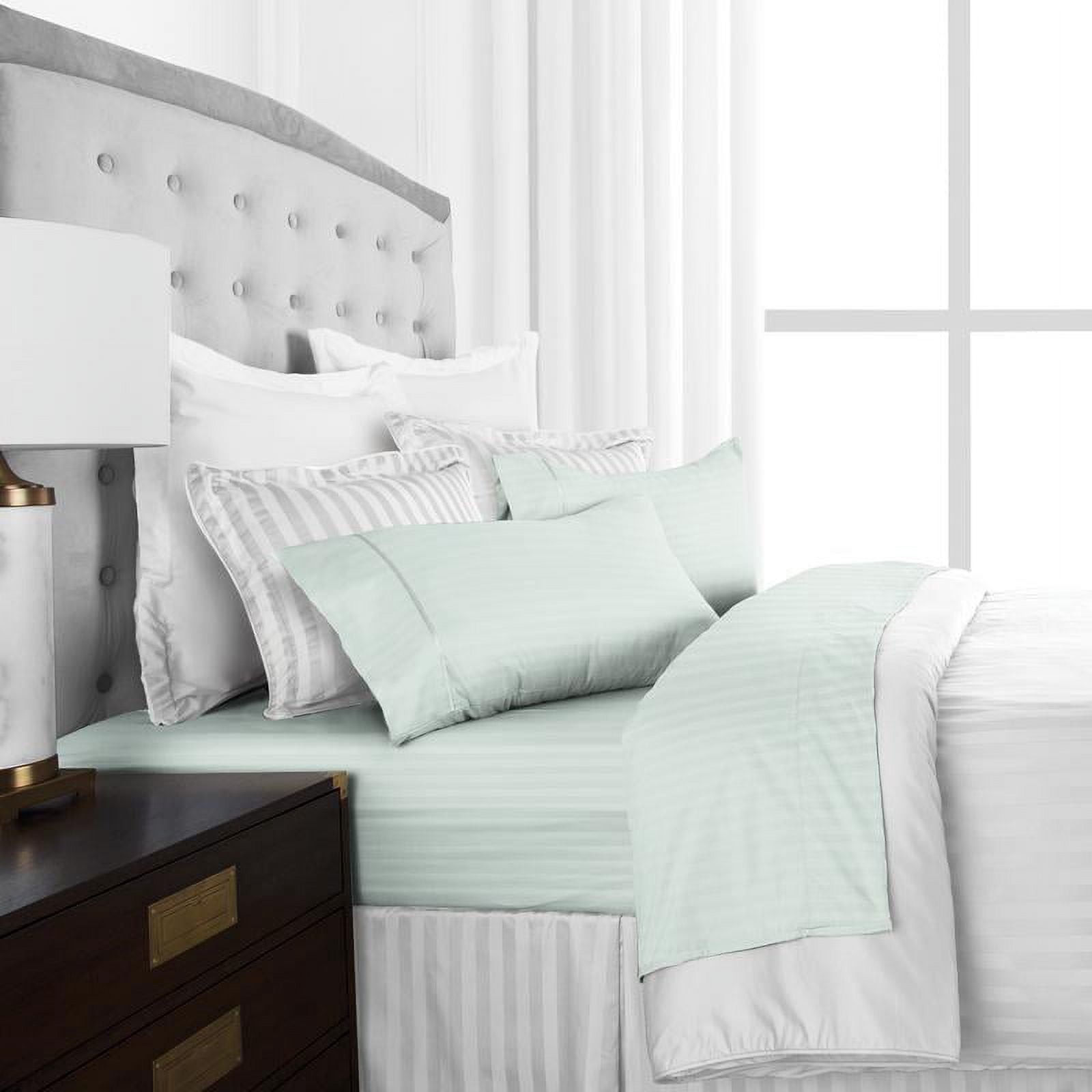 Noble Linens 4 Piece Hotel Collection Sheet Set with Embossed Stripes