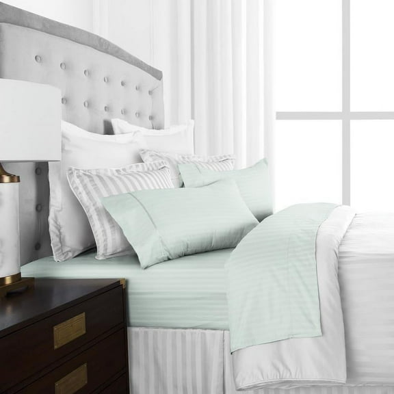 Noble Linens 4 Piece Hotel Collection Sheet Set with Embossed Stripes