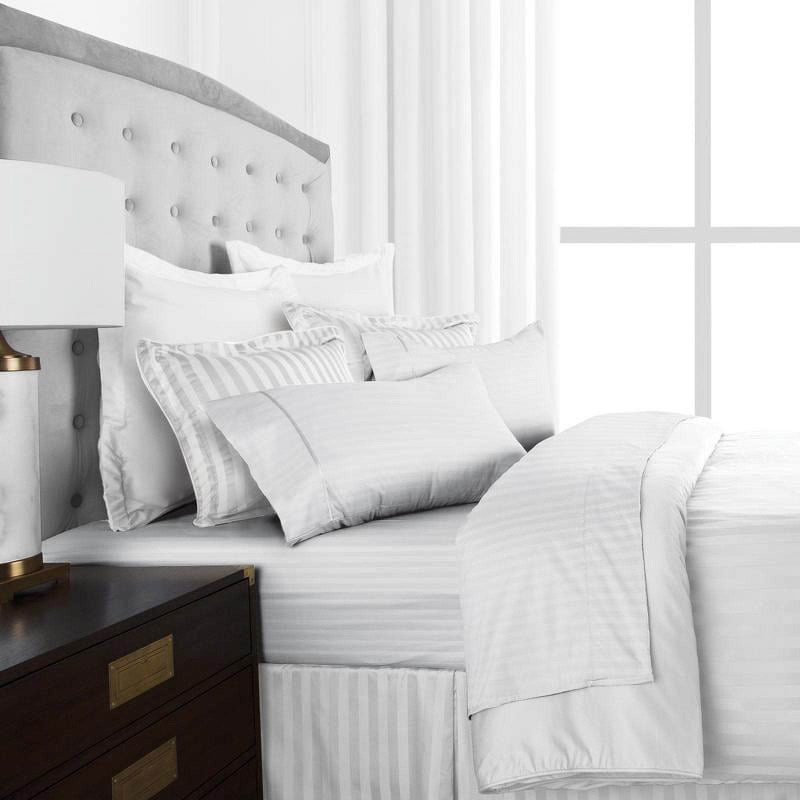 Noble Linens 4 Piece Hotel Collection Sheet Set with Embossed Stripes