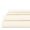 thumbnail image 1 of Noble Linens 4 Piece Ivory Checkered Embossed Bed Sheet Set, CalKing, 1 of 6