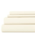 thumbnail image 1 of Noble Linens 4 Piece Ivory Checkered Embossed Bed Sheet Set, Queen, 1 of 11