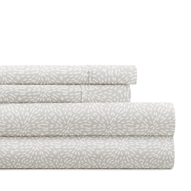Noble Linens 3 Piece Pattern Microfiber Bed Sheets Set Light Gray Modern Circles, Twin