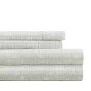 Noble Linens 3 Piece Pattern Microfiber Bed Sheets Set, Dashed Lines Light Gray, Twin