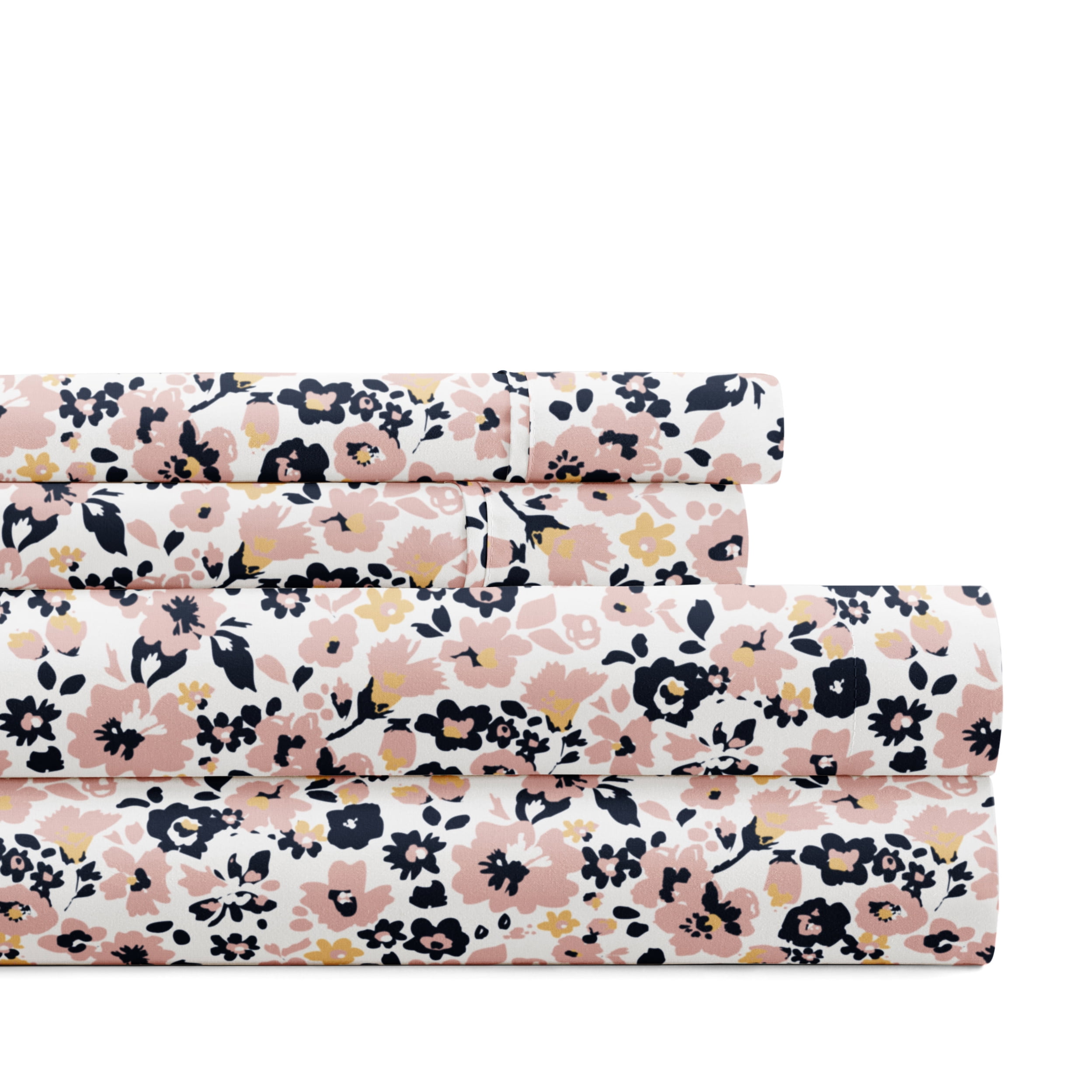 Noble Linens 4 Piece Pattern Microfiber Bed Sheets Set, Floral Dream Mauve, Twin
