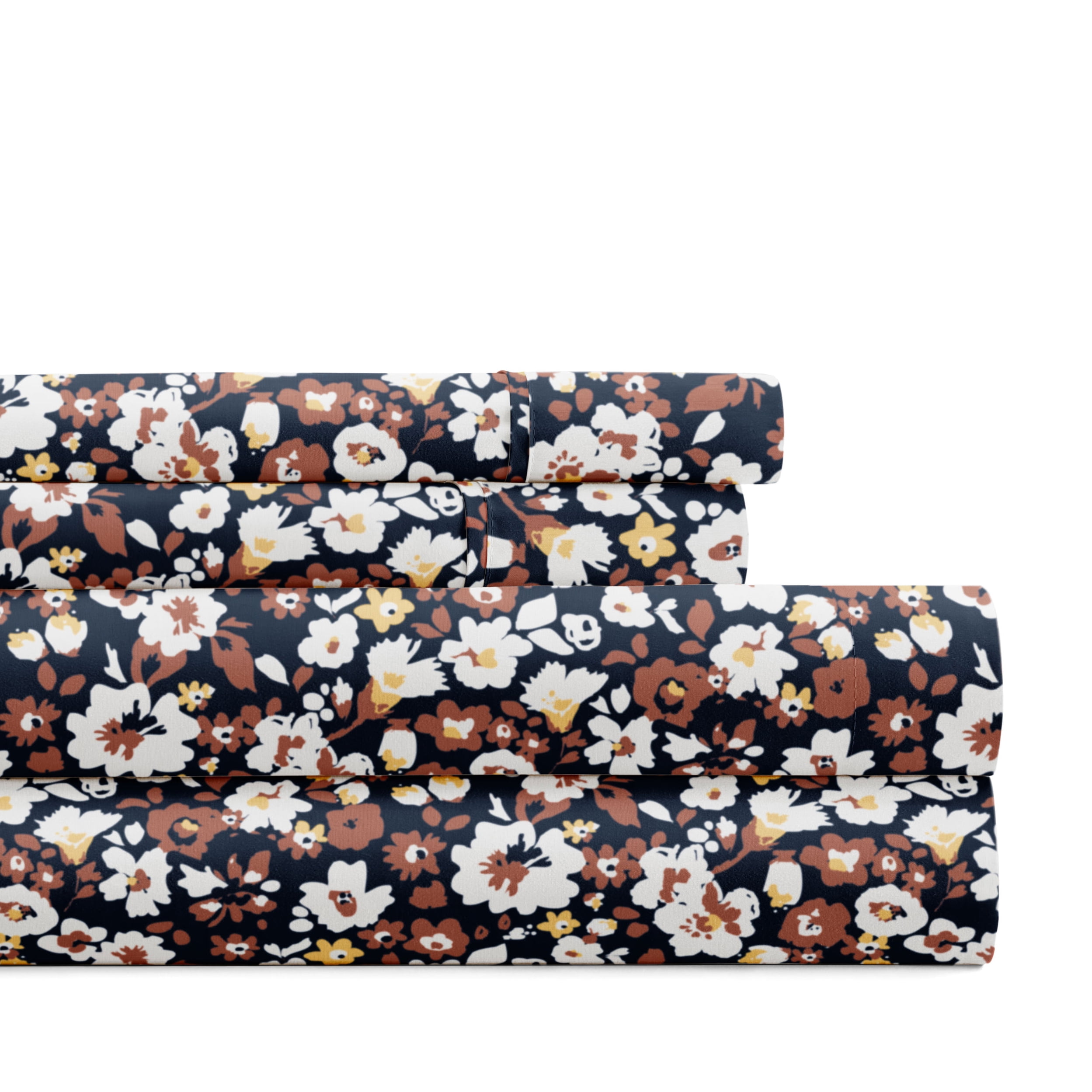 Noble Linens 4 Piece Pattern Microfiber Bed Sheets Set, Floral Dream Terracotta, Full