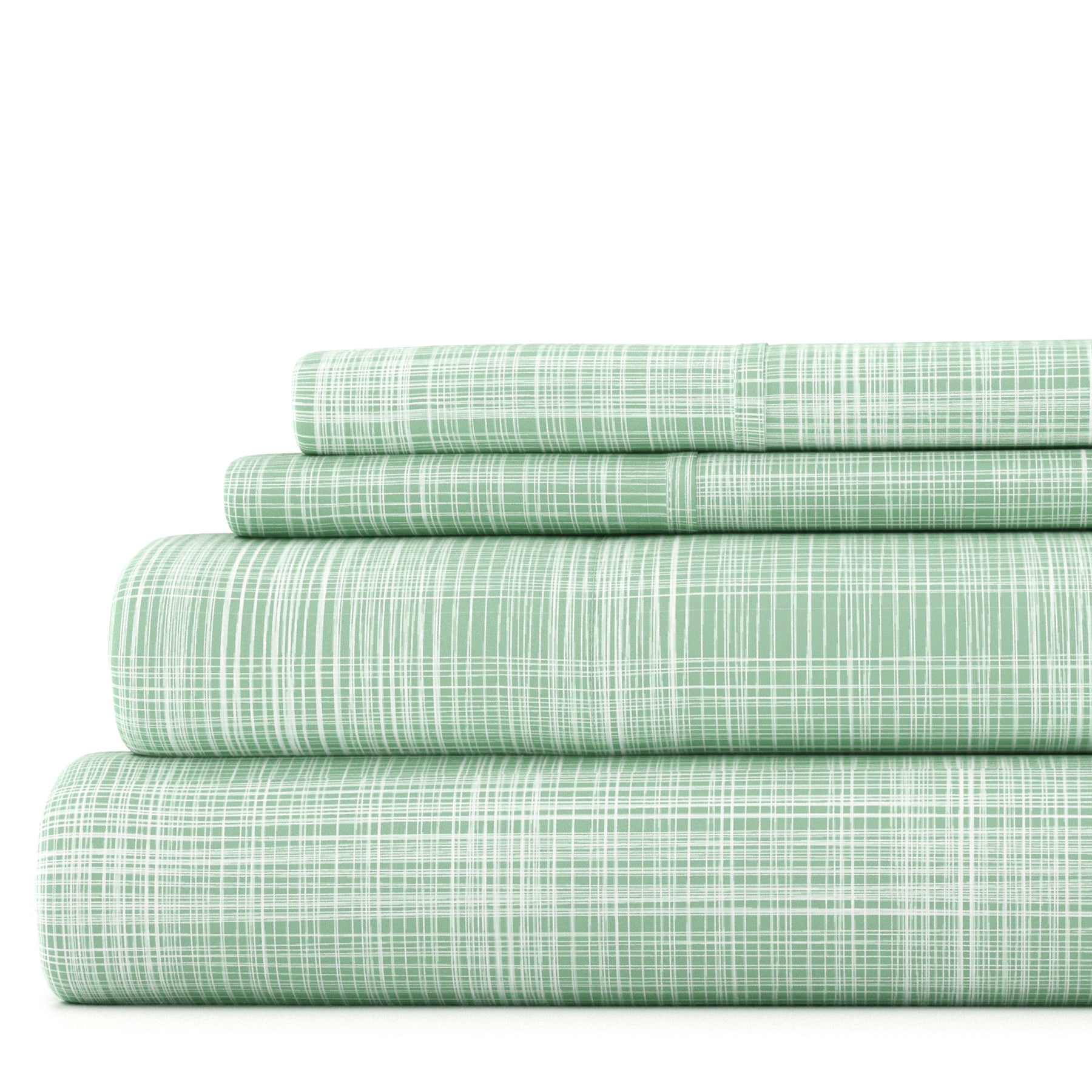 Forest Green Queen Microfiber Sheet Set with Thatch Print