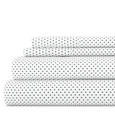 Noble Linens 4 Piece Pattern Microfiber Bed Sheets Set, Gray 4 Piece Stippled, Queen