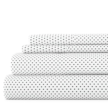 Noble Linens 4 Piece Pattern Microfiber Bed Sheets Set, Gray 4 Piece Stippled, Queen