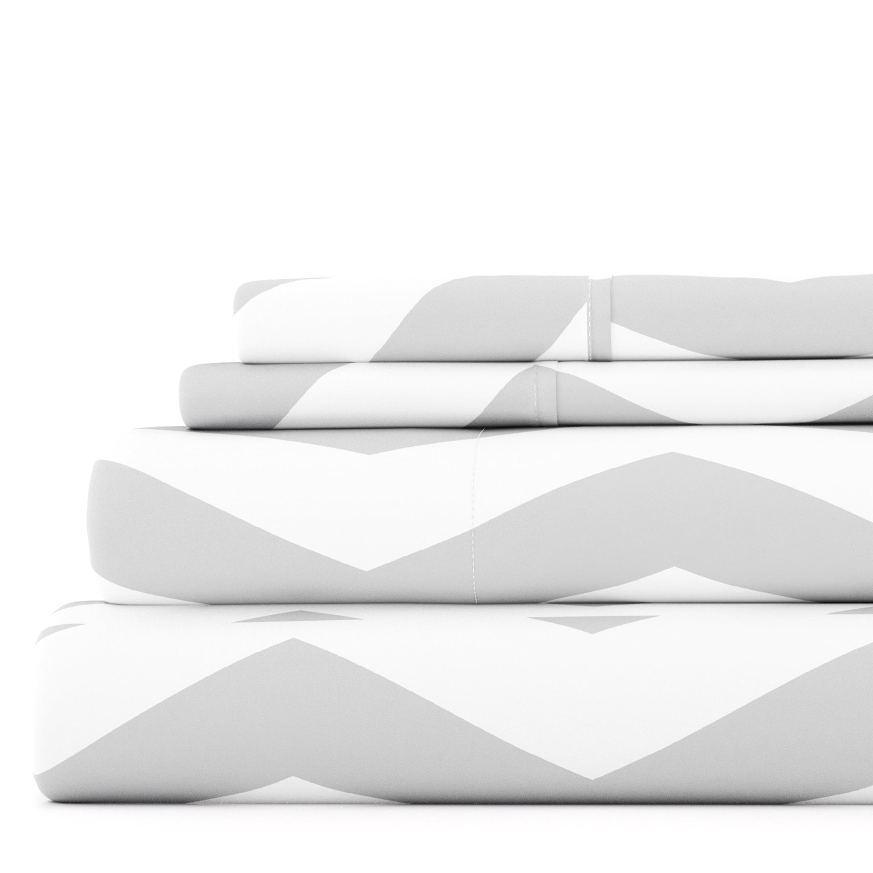 Noble Linens 4 Piece Pattern Microfiber Bed Sheets Set, Gray Arrow, Full