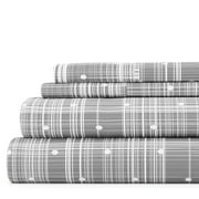 Noble Linens 4 Piece Pattern Microfiber Bed Sheets Set, Gray Polka Dot,King