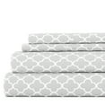 thumbnail image 1 of Noble Linens 3 Piece Pattern Microfiber Bed Sheets Set, Gray Quadrafoil, Twin, 1 of 12