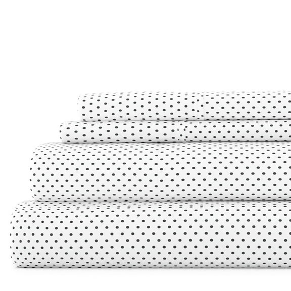 Noble Linens 4 Piece Pattern Microfiber Bed Sheets Set, Gray Stippled, California King