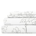 thumbnail image 1 of Noble Linens 4 Piece Pattern Microfiber Bed Sheets Set, Gray Vine, California King, 1 of 9