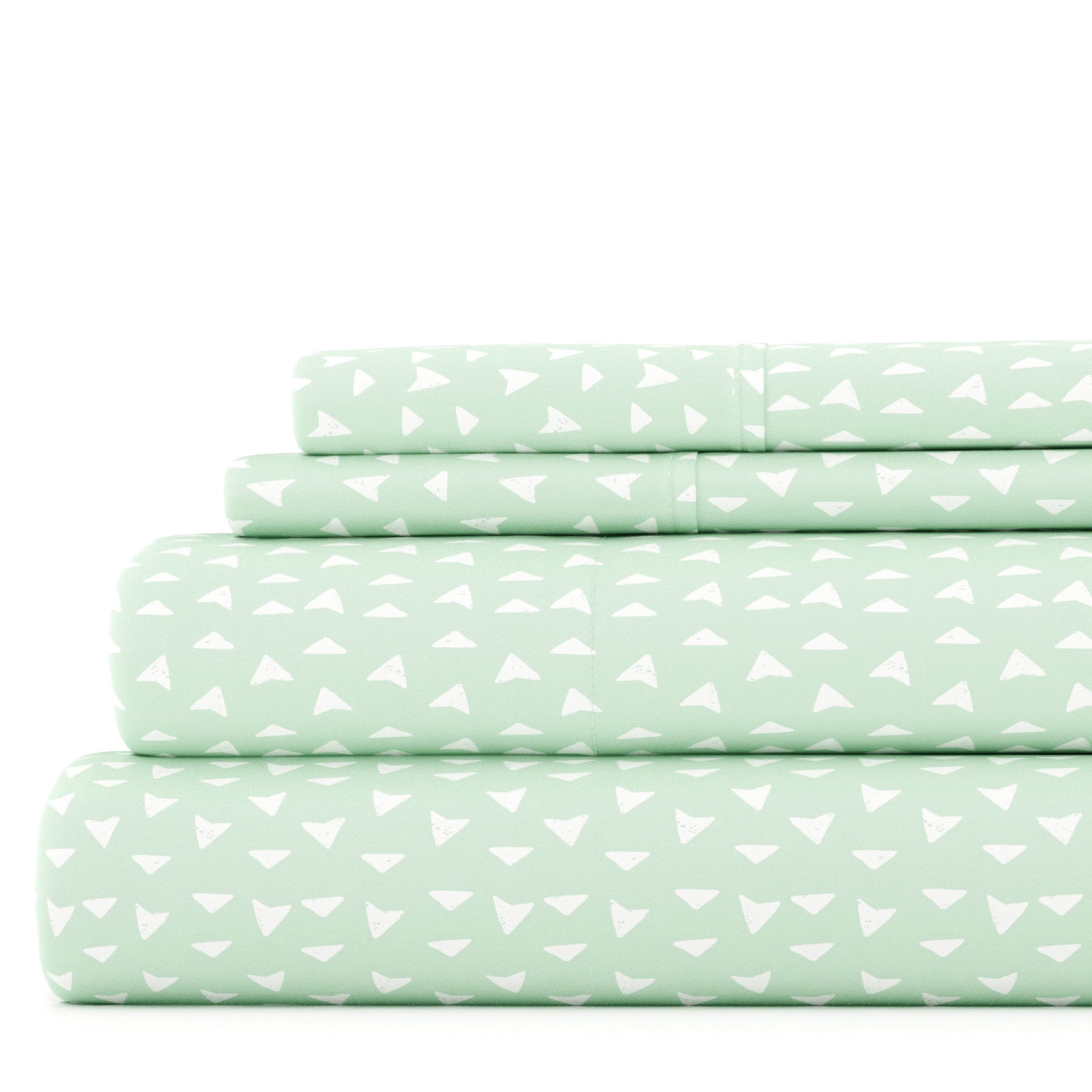 Noble Linens 4 Piece Pattern Microfiber Bed Sheets Set, Jade Urban Arrows, Full
