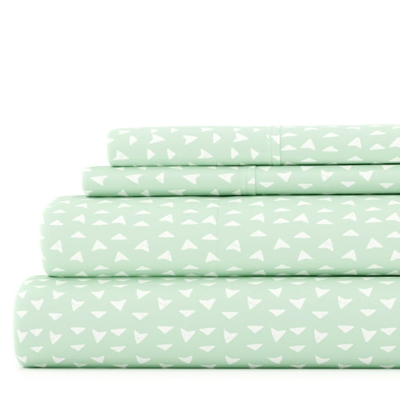 Noble Linens 3 Piece Pattern Microfiber Bed Sheets Set, Jade Urban Arrows, Twin