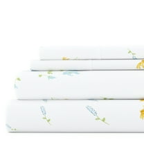 Noble Linens 4 Piece Pattern Microfiber Bed Sheets Set, Light Blue Bluebirds, California King