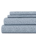 thumbnail image 1 of Noble Linens 4 Piece Pattern Microfiber Bed Sheets Set, Light Blue Chambray Style, California King, 1 of 10